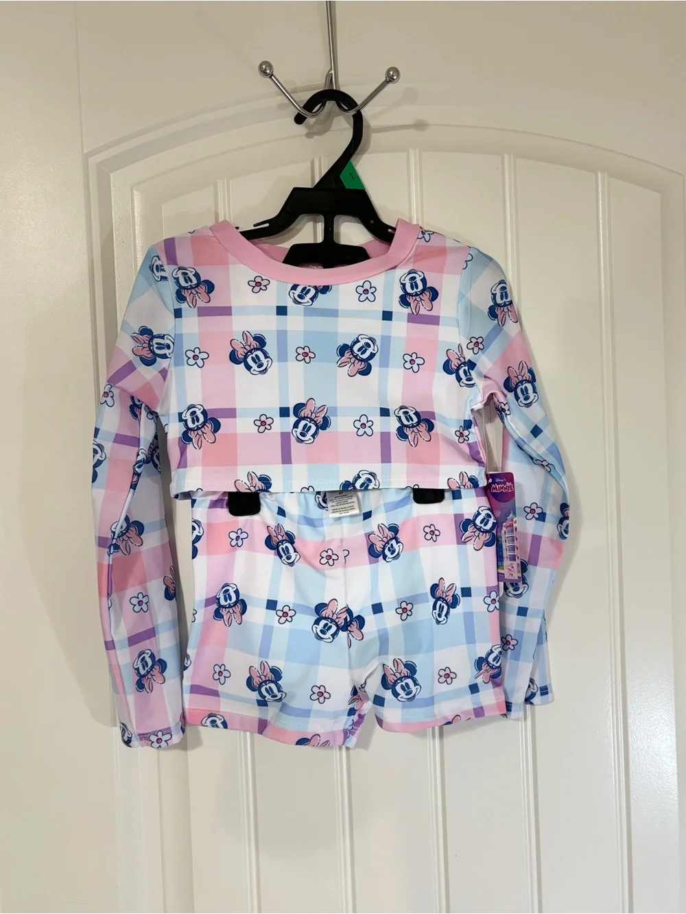Disney Pink & Blue Minnie Mouse Plaid Nursing Pajama Set
